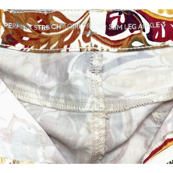 Chico's Perfect Stretch Slim Leg Pants Womens XL 3 Girlfriend Ankle Zip Floral - Picture 7 of 13